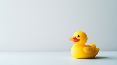 Brightly colored duckling resting on a simple white background, perfect for a clean, minimalistic composition.の素材
