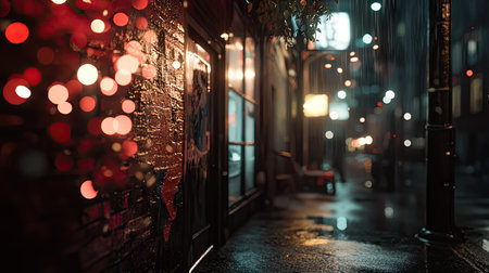 A mix of warm and cool bokeh tones softly blending into the dark of a city night.の素材