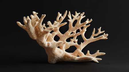 An isolated piece of coral, captured from above, showing its intricate branches and smooth texture.の素材