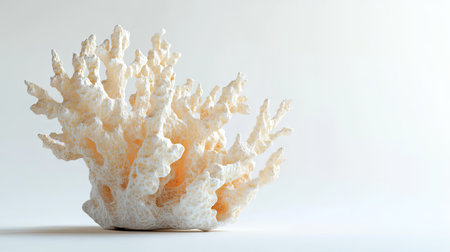 An isolated coral fragment with a smooth texture and organic design, set against a bright, clean white background.の素材