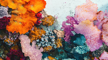 A close-up of colorful coral, isolated on a white background, capturing its vibrant hues and delicate structure.の素材