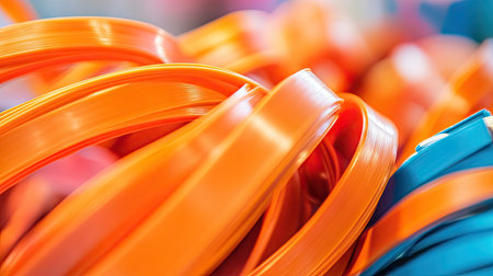 A macro shot of tightly wrapped electrical tape around wire splices, showing the smooth finish.の素材