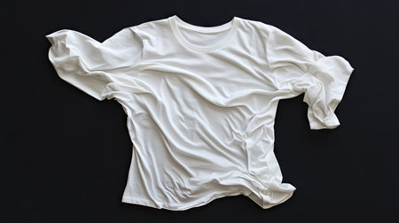 A plain white t-shirt captured as if gently falling, with natural folds and dynamic motion.の素材