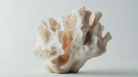 A natural coral fragment in its raw, untouched form, isolated on white for a minimalist, elegant presentation.の素材