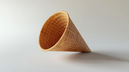 A beautifully simple image of an empty wafer cone, showcasing the natural texture and shape, with space for ice cream.の素材