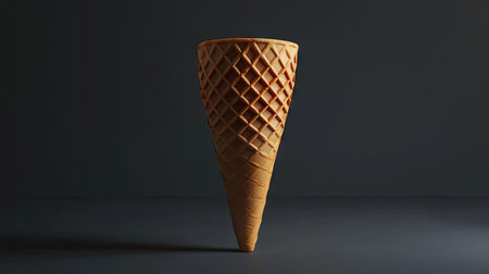 A beautifully simple image of an empty wafer cone, showcasing the natural texture and shape, with space for ice cream.の素材