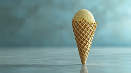 An empty wafer cone of ice cream, showcasing the crispy texture and delicate curves of the cone, set against a clean background.の素材