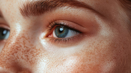 A beautiful close-up of a woman's nose, showcasing the fine details of her skin texture and the natural contours of her face.の素材