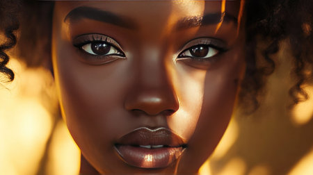 A close-up shot of a woman's nose, with natural lighting highlighting the smoothness and contours of her skin.の素材