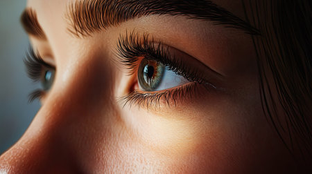 A close-up of a woman's nose with a natural, unblemished appearance, capturing the smooth lines and soft skin.の素材