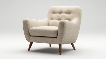 Armchair with wide seat and padded armrests isolated on a clean, uncluttered background for catalog useの素材