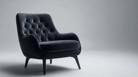 Armchair with wide seat and padded armrests isolated on a clean, uncluttered background for catalog useの素材