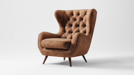 Comfortable armchair isolated on a plain background, spotlighting its ergonomic design and cozy appealの素材