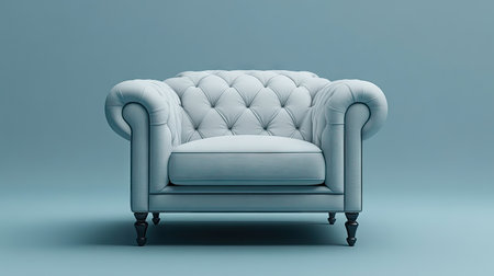 Armchair with wide seat and padded armrests isolated on a clean, uncluttered background for catalog useの素材