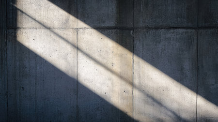 Early morning sunlight casting a subtle gradient of shadow across the surface of an exterior concrete wallの素材