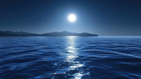 A deep blue ocean with bubbles creating ripples under sunlight, casting beautiful reflectionsの素材