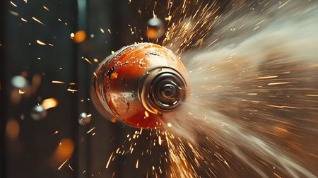 A dynamic shot of a spray paint can being shaken, with blurred motion and a metallic rattle ball sound effect.の素材