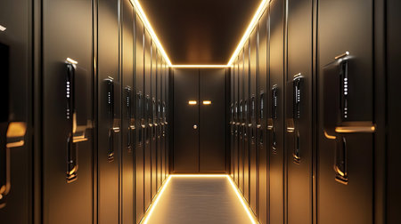 Secure luxury lockers with biometric scanning, designed for maximum safety and elegant functionality.の素材