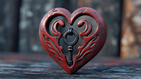 A red heart lock with an open keyhole, representing love waiting to be unlocked.の素材