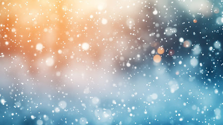 A captivating snowfall background with bright bokeh lights creating a peaceful winter atmosphere. Perfect for festive designs, seasonal cards, or serene artwork.の素材