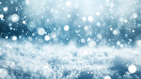 A serene winter scene featuring soft, gentle snowfall with shimmering snowflakes creating a peaceful and dreamy atmosphere. Perfect for seasonal themes.の素材