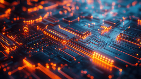 D hexagonal mesh with illuminated edges, appearing as a futuristic digital surfaceの素材