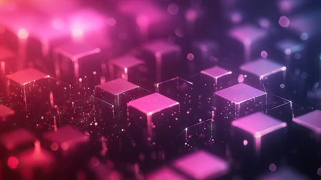 Abstract hexagon background with glowing edges and soft bokeh effects for a modern tech vibeの素材