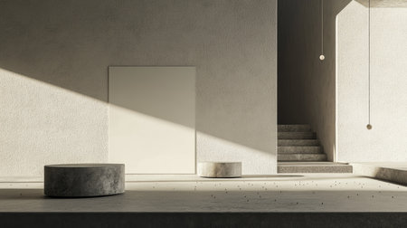 A blank investigation board in a minimalist room, with push pins and string ready for use.の素材