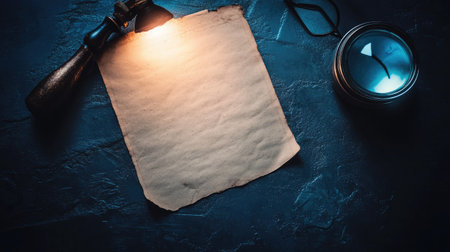 A black detective board illuminated by moody lighting, with empty pages awaiting clues and evidence.の素材