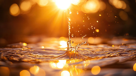 A sparkling water drop on a spiderweb, illuminated by natural sunlight.の素材