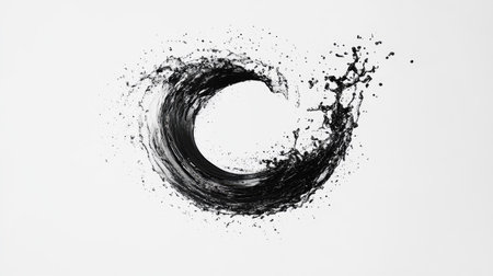 A minimalist water splash in a spiral shape, captured mid-motion and isolated on white.の素材