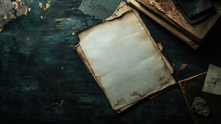 A mysterious black detective board with empty notes and faint shadows creating an enigmatic atmosphere.の素材