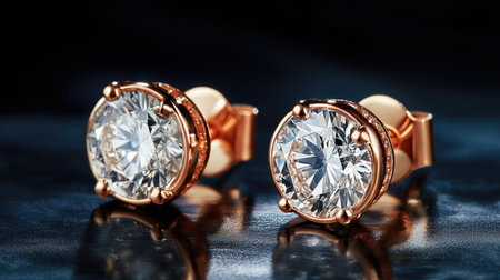 Glamorous women's diamond earrings sparkling on a dark background, capturing luxury and sophistication in exquisite clarity.の素材