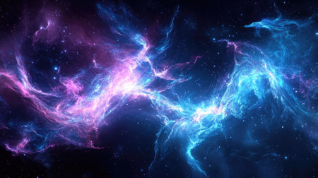 Dynamic sound waves forming a visual rhythm, glowing in shades of blue and purple against a dark backdrop.の素材