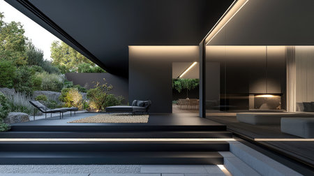 A perfectly plated portion of wakame seaweed salad with sesame seeds, served on a matte black plate with a subtle moody background.の素材