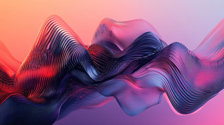 A modern, digital interpretation of sound waves pulsing in sync with music, against a smooth gradient backdrop.の素材