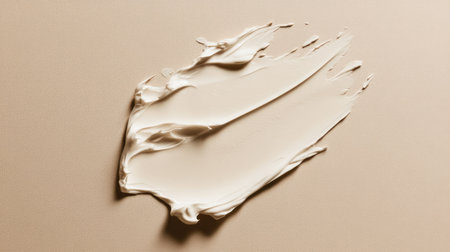 A smear of white beauty cream on a neutral background, showing the smoothness and spreadability of the product.の素材