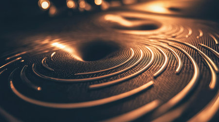 A close-up of a sound system with energetic sound waves traveling in all directions from the speaker.の素材
