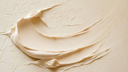 A smooth, round beauty cream stain on a neutral background, with the focus on its creamy consistency.の素材