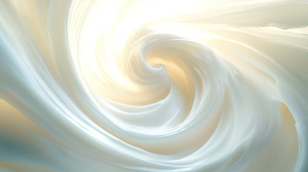 A swirl of white beauty cream stain in the center of the frame, isolated on a soft background with natural light.の素材