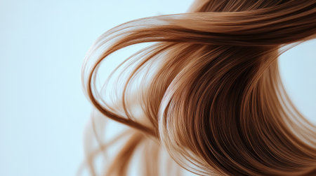 A woman's hair falling out of a brush, captured in a close-up shot on a white background, illustrating hair loss.の素材