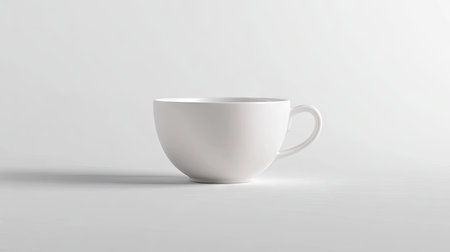 A white ceramic coffee cup filled with fresh coffee, isolated on a clean, white background for a minimalist look.の素材