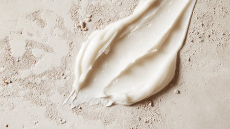 A close-up of a small beauty cream stain on a light-colored surface, with the texture of the cream visible.の素材