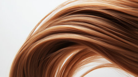 A close-up of a hairbrush with several hair strands, isolated on a white background, depicting hair fall.の素材