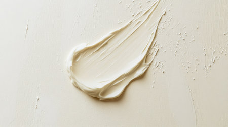 A close-up of a small beauty cream stain on a light-colored surface, with the texture of the cream visible.の素材