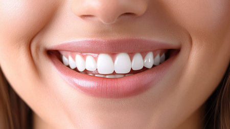 Smiling woman with white arrows displaying skin tightening and lifting effects on her youthful face.の素材