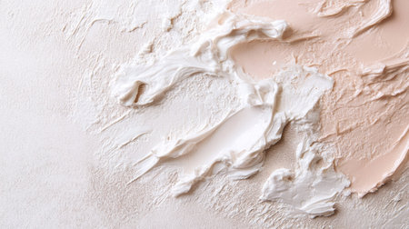 A beauty cream stain on a soft, textured background, with its creamy and glossy texture visible from above.の素材