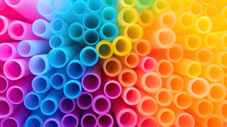 A vibrant mix of drinking straws in an assortment of colors, creating a cheerful and fun scene.の素材