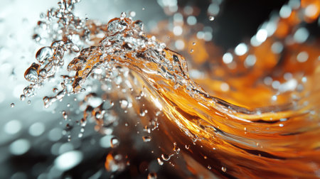 A macro shot of a water splash, highlighting the sharp edges and fluid dynamics in stunning detail.の素材
