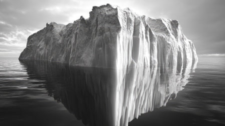 A massive iceberg breaking apart, revealing more of its dangerous hidden depths.の素材